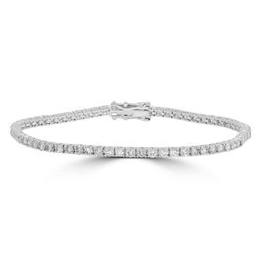 Bracelet rond en or blanc serti de diamants de tennis - Product Image 1