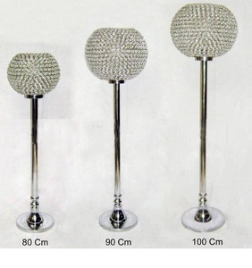 Soporte de vela de chimenea con cuentas de cristal niquelado de primera calidad, pieza central de Metal, gran oferta, soporte de pilar de boda barato - Product Image 5