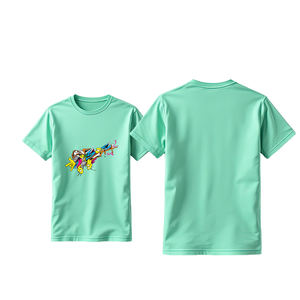 Camisetas de manga corta para hombre al por mayor, cuello redondo de color sólido estampado DTG, hecho de material de poliéster/algodón - Product Image 5