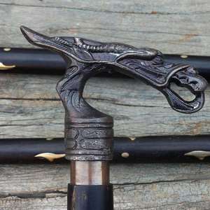 Bâton de marche en bois Antique en laiton Dragon poignée canne bâton de marche concepteur laiton et bâton en bois - Product Image 1