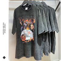 NOUVEAU T-shirt décontracté en jean pour homme, coupe oversize, col en V, 100 % coton, délavé à l'acide, respirant, style streetwear vintage, 220g, collection été 2022