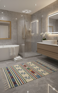 Tapis de prière, de camping et de pique-nique en coton tissé à la main, beige, à motifs floraux modernes, lavable en machine, écologique, multicolore, pour la maison et les voyages - Product Image 2