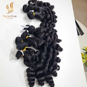 Precio al por mayor alineado vietnamita crudo Remy cabello humano Super dibujado suelto onda profunda cabello tejido paquetes cutícula 100% Virgen 2 + - Product Image 5