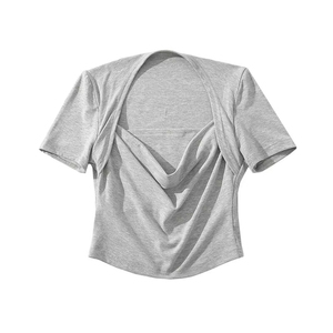 High Quality Cotton Women T-Shirts With Chest Tee Short Sleeve Solid Color O-neck <b>Tshirt</b> Casual Fashion T-Shirt - Product Image 6