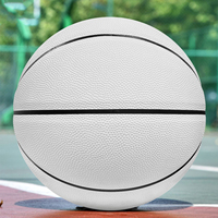 Ballon de basketball silencieux pour enfants et jeunes 2026, taille 6/7, en cuir PU, avec logo personnalisé, couleur blanche, pour entraînement et jeu en salle