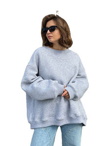 Sudadera Holgada de Cuello Alto para Mujer, 100% Algodón, Felpa Transpirable, Frente Largo, Personalizable, Otoño Invierno 2025 - Product Image 4