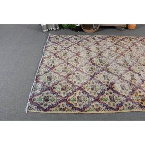 พรมขนแกะสไตล์ตุรกีโบราณสีเบจคลาสสิกขนาด5.7x8.6ฟุตงานแฮนด์เมดพรมขนน้ำยางรูปแบบการเย็บปะติดปะต่อกันทรงสี่เหลี่ยมโถงทางเดินดีไซน์ใหม่ - Product Image 3