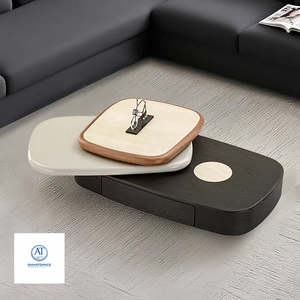 Modern Multi-Level Designer Metal <b>Coffee</b> <b>Table</b> Set Durable MDF Wood Style <b>Rotating</b> Living Room Furniture for Home Use - Product Image 4