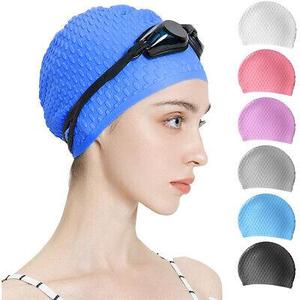 Gorros de natación impermeables personalizados <span class=keywords><strong>para</strong></span> mujer, protección <span class=keywords><strong>para</strong></span> los oídos, pelo <span class=keywords><strong>largo</strong></span> de silicona, con logotipo - Product Image 1