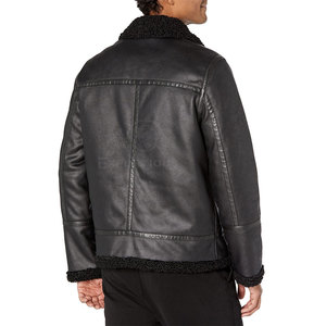 เสื้อแจ็คเก็ตหนังบุขนสำหรับผู้ชาย ผลิตอย่างมืออาชีพ ระบายอากาศได้ดี เป็นมิตรกับสิ่งแวดล้อม สวมใส่สบาย เหมาะสำหรับกิจกรรมกลางแจ้งในฤดูหนาว บุด้วยขนสัตว์ด้านหน้า - Product Image 4