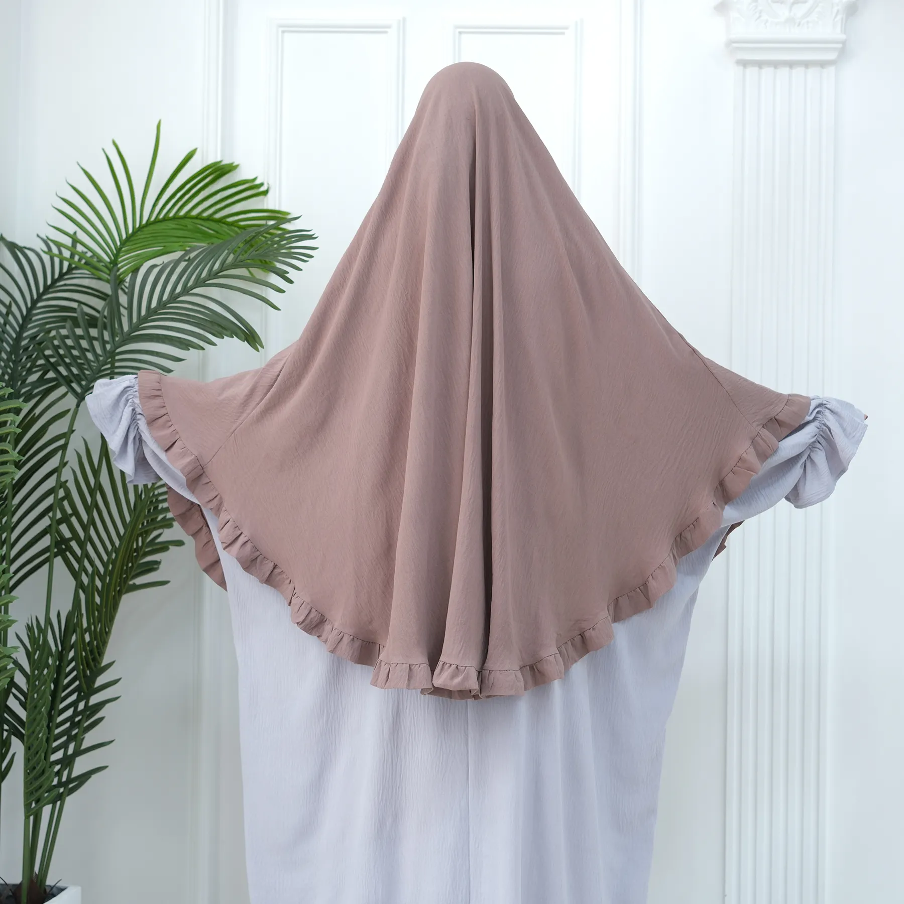 새로운 주름 Khimar 무슬림 여성기도 히잡 스카프 라마단 이슬람 의류 Niqab Abaya 원피스