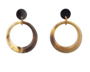 Pendientes de Cuerno de Búfalo Natural Blanco y Negro, Pendientes de Cuerno de Vaca Antiguos Hechos a Mano, Artesanía Natural - Product Image 4