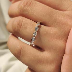 Eternity Style Marquise Diamond <b>Wedding</b> Band Elegant Diamond Rings for Brides and Grooms - Product Image 5