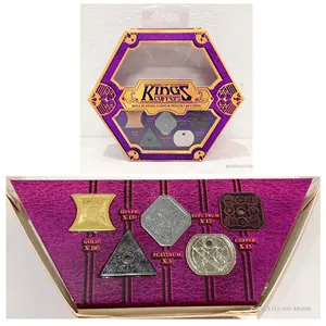 高品质套装40 pc特大金库角色扮演硬币和紫色小袋，盒装，尺寸为21*18*3.5厘米