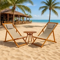 Nouvelle conception de meubles en bois de teck indonésien, chaises et tables pliantes modernes pour restaurant de plage, restaurant en plein air