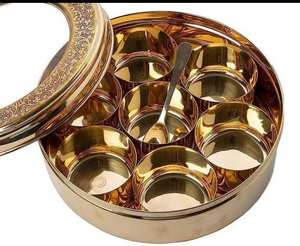 Juego de Recipientes para Especias de Latón y Cobre con Tapa Metálica, Recipiente para Pan y Especias, Mejores Recipientes de Latón para Especias, Cajas Personalizadas - Product Image 1