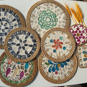 Mantel Individual de ratán natural con incrustaciones de nácar, mantel hecho a mano de Vietnam para restaurantes, hoteles y Decoración elegante del hogar - Product Image 2