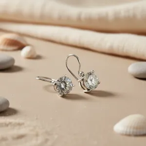 Women's Silver Cubic Zirconia Leverback <b>Crystal</b> <b>Earrings</b> Gift - Product Image 3