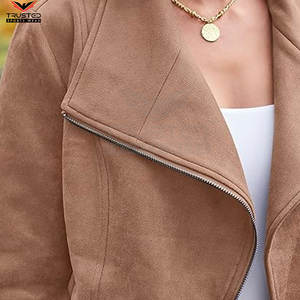 Chaqueta de cuero de mujer de Material de cuero de manga larga transpirable con estampado de logotipo personalizado de alta calidad profesional - Product Image 6