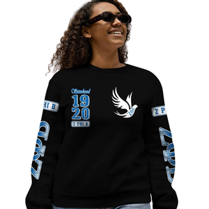 Zeta phi Beta 1920สเวตเตอร์คอกลมของผู้หญิงเสื้อขนแกะปักสีฟ้าแบบสวมหัว - Product Image 5