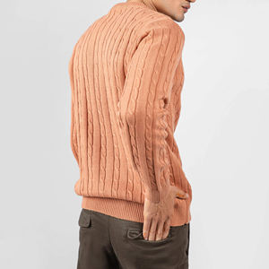 2024สเวตเตอร์ถักคอกลมของผู้ชายสีพื้นผ้าบางระบายอากาศได้ดี - Product Image 6