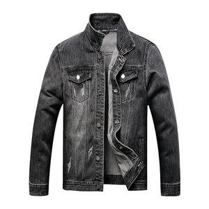 Veste en Jean d'Hiver Style High Street pour Homme Marque Déchirée Casual Denim Flight Jacket Hip Hop Street-Wear pour Hommes - Product Image 1