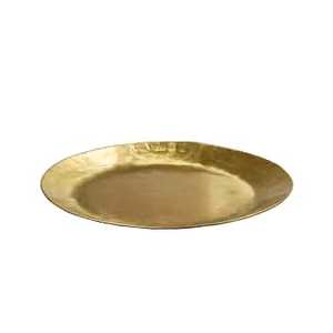 Plateaux en aluminium martelés avec poignée forme ronde plateau de service alimentaire de table en or utilisations dans les hôtels et les mariages - Product Image 2