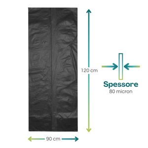 Sacchetti della spazzatura neri per la casa spessi 80 Micron 18kg grandi e pesanti 90x120cm-circa 135 sacchetti larghi - Product Image 2