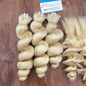 Venta caliente de vapor de onda suelta cabello vietnamita extensiones de cabello rubio al por mayor tejido de cabello humano directo de fábrica - Product Image 1