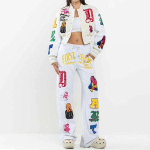 Chaqueta Varsity Vintage de Lona con Cuello Alto para Hombre, Estilo Urbano Holgado, 100% Lana - Product Image 4