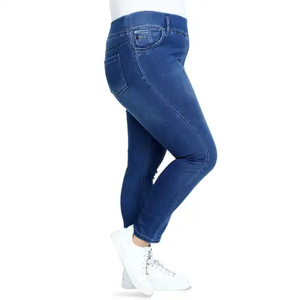 Jeans en denim délavé bleu clair décontracté pour femmes, taille basse, coupe skinny, écologique, 100% coton, été, bouton, rivet, personnalisable - Product Image 6