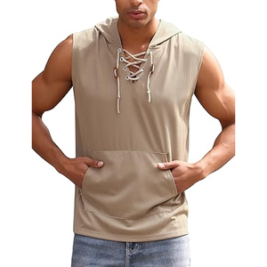 Camiseta sin mangas con capucha para hombre, Jersey sin mangas con bolsillo - Product Image 1