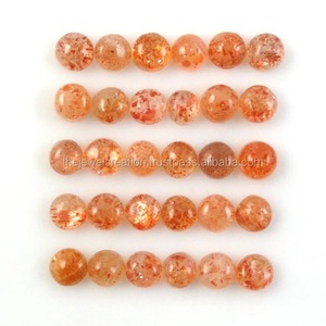 5mm naturel Orange pierre de soleil lisse rond cabochon en vrac pour la fabrication de bijoux en vrac prix d'usine de gros par les exportateurs - Product Image 1