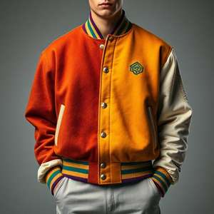 Chaqueta universitaria con logotipo de parche OEM para niños pequeños, diseño informal, pedido a granel, Mangas de cuero, lana 380 GSM, directo de fábrica Pakistán - Product Image 5