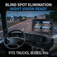 Moniteur Quad IPS 10,1 pouces 800 nit | DVR H.264 à 4 écrans partagés | Prise d'aviation à 4 broches | Système de caméra de recul 1080P pour camion, bus, camping-car
