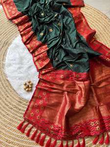 Saree en soie douce de créateur indien pakistanais Zari style de tissage vêtements de fête de mariage vêtements indiens et pakistanais de style traditionnel - Product Image 2