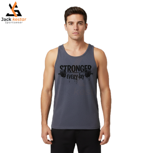 เสื้อกล้ามผู้ชายคุณภาพพรีเมียม ผ้าฝ้าย 100% พร้อมโลโก้สั่งทำพิเศษ - เสื้อกีฬาสำหรับฝึกซ้อม ระบายอากาศได้ดี สำหรับขายส่ง - Product Image 6