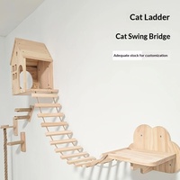 Échelle à cordes en bois pour chat, pont balançoire, marches d'escalade flexibles à fixer au mur pour arbre à chat, condo et salle de jeux intérieure
