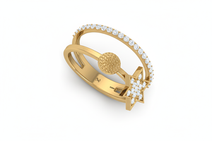 เครื่องประดับ NARANG แหวนทองคำแท้ 14K ประดับเพชรธรรมชาติ 36 เม็ด ดีไซน์หรูหราแบบ Eluzian สำหรับผู้หญิง ชุบโรเดียม เหมาะสำหรับสวมใส่ทุกวัน น้ำหนัก 3.20 กรัม - Product Image 3