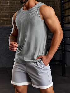 Cotton Polyester Blend Ribbed Gym Tank Top Custom Label Men's Seamless Sleeveless Sports Fitness Workout <b>Vest</b> - Product Image 1