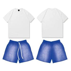 Moda de verano para hombres, camisetas de manga corta lavadas con ácido y pantalones cortos, conjuntos de 2 piezas, trajes deportivos informales para hombres - Product Image 5