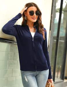 Womens Knitted Zip Up <b>Cardigan</b> Sweater Lightweight Cotton Blend Long Sleeve Casual Jacket - Product Image 6