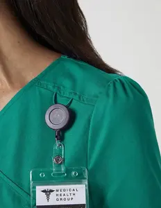 Conjunto de Uniforme Médico Clásico Unisex de Alta Calidad, Tela Vaquera Transpirable y Cómoda, Uniformes de Enfermería con Detección de Agujas - Product Image 6