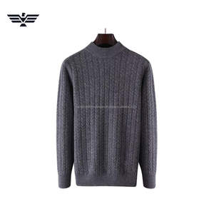 Latest Premium Warm Thick 100% Cotton Men's <b>Cable</b> <b>Knit</b> Crew Neck Pullover Anti-Wrinkle Anti-Shrink Winter <b>Sweater</b> Front Pattern - Product Image 4