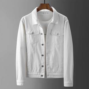 Men <b>White</b> <b>Denim</b> <b>Jacket</b> Summer Thin Lapels Casual <b>Jacket</b> - Product Image 2