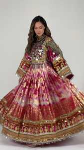 Afghani Womens Linen Satin Vintage Handmade Sequined Beading Ruffles Casual Dress <b>Animal</b> <b>Pattern</b> Embroidery Button Detail - Product Image 2
