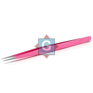 Pince à épiler professionnelle en acier inoxydable rose GE-3232-31 de Gray Rocks, haute qualité, durable, antistatique, précision - Product Image 6