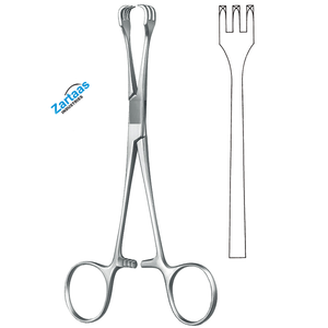 Fórceps de agarre de tejido Lahey de acero inoxidable de alta calidad 3x3 dientes 20cm / 8 "fabricante de instrumentos de traqueotomía - Product Image 1