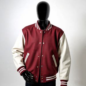 Veste de baseball personnalisée fabriquée en usine personnalisée Veste universitaire unisexe à manches longues en cuir - Product Image 1
