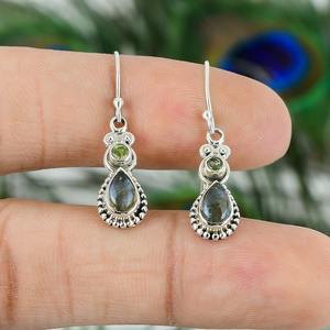 ต่างหูอัญมณีแลบราโดไรต์ดีไซเนอร์แฟชั่น925ต่างหูเงินสเตอร์ลิงสีทึบสำหรับผู้หญิงต่างหูห้อยเครื่องประดับเงิน - Product Image 2